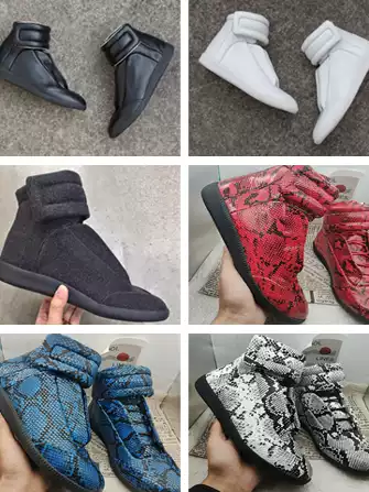 French Gat Dexun Martin Boots with Snake Pattern Cowhide High-Top Boots Mmm Sports DIY Casual Men's Shoes with Velcro