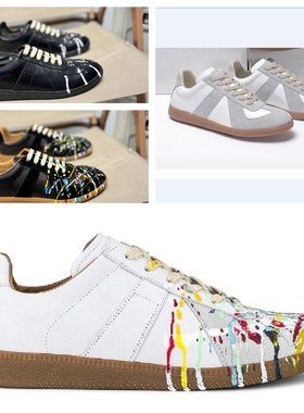 GAT德训鞋拼接鞋子低帮鞋涂鸦男鞋代工MMM泼墨水运动真皮休闲鞋