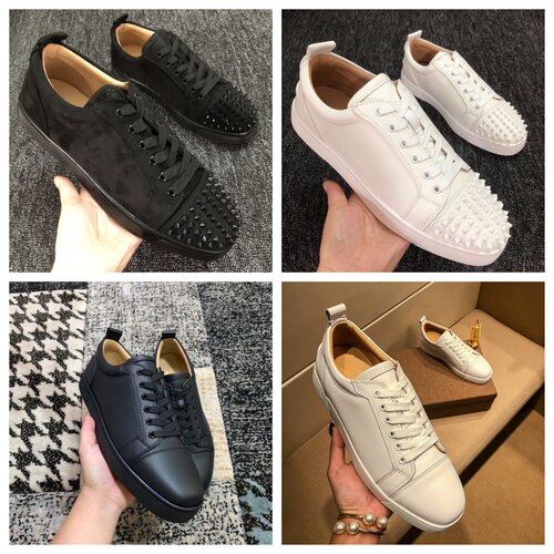 欧美经典CL低帮男鞋系带铆钉鞋素面情侣红底鞋休闲板鞋休闲女鞋头