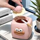 高颜值烟灰缸家用烟缸装 客厅陶瓷创意摆件带盖防飞 饰个性