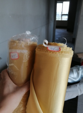 金黄色真丝布料桑蚕丝面料旗袍汉服连衣裙服装设计百分百桑蚕丝