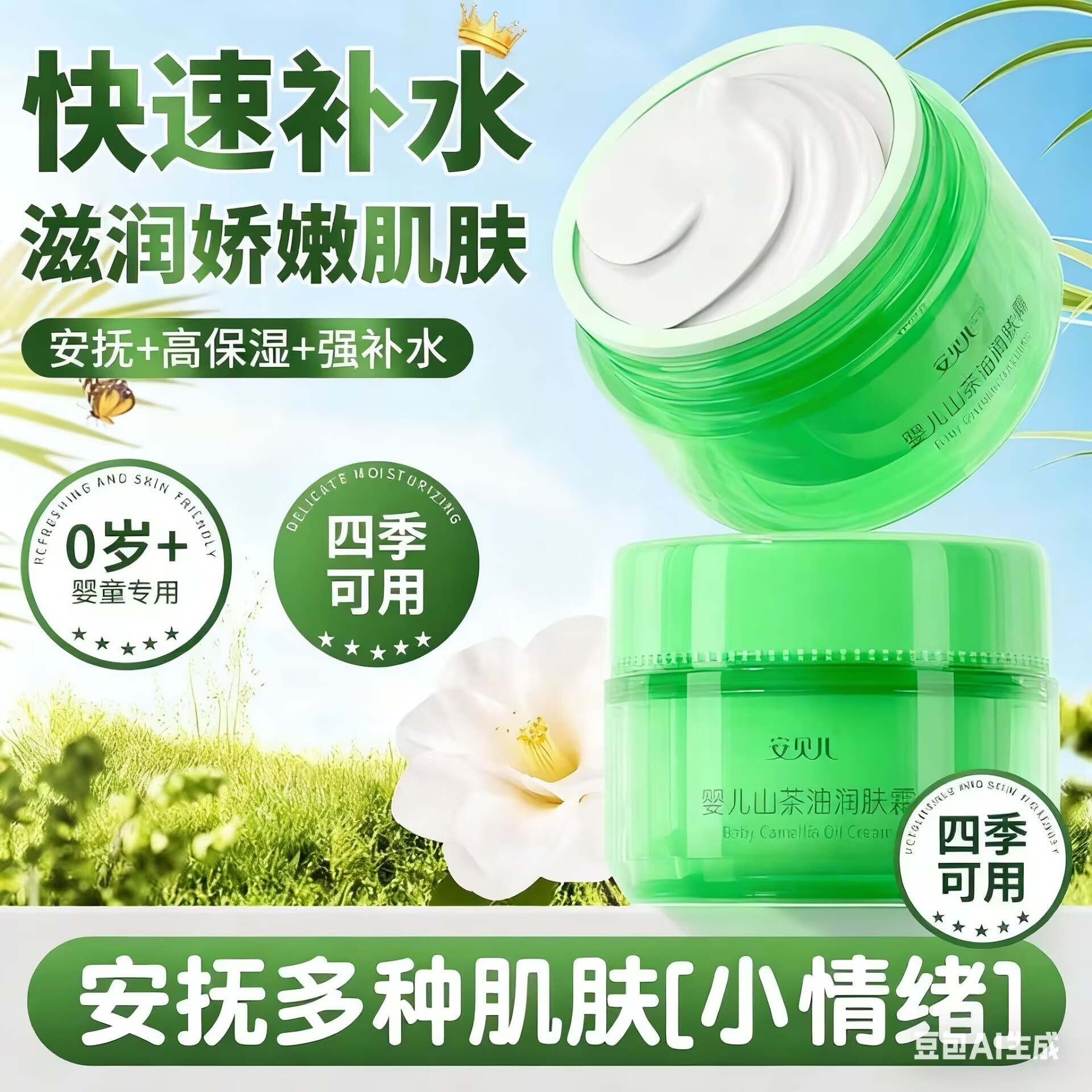 安贝儿儿童面霜保湿补水山茶油霜