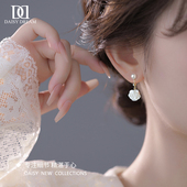 925银针山茶花耳环女小众设计珍珠耳钉高级轻奢耳坠气质流苏耳饰