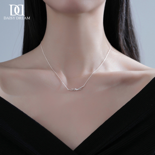 S999纯银打结项链女夏天2025年新款 气质锁骨链配饰高级感小众颈链