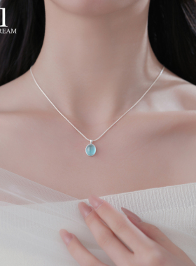 925纯银海蓝宝项链女款