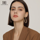 复古哑光金色耳环女港风2026新款 潮耳坠气质金属耳钉冷淡风耳饰品