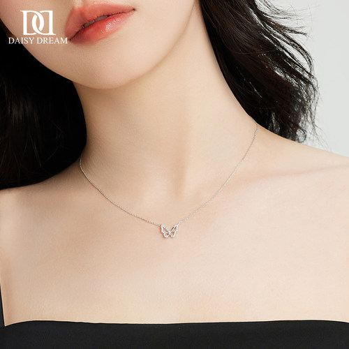 999纯银镶钻蝴蝶项链轻奢高级感