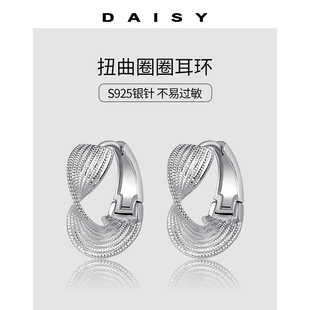 耳扣耳饰 925纯银针扭曲圈圈耳环女小众高级设计感耳圈2025新爆款