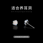 S999纯银彩色山茶花耳钉女2025新款 爆款 养耳洞耳环高级感精致耳饰