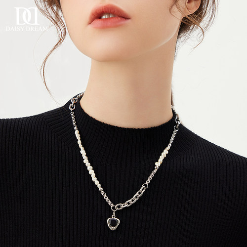 天然珍珠爱心项链时尚个性ins风