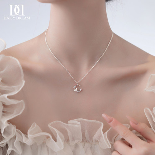 925纯银天然贝母樱花项链高级感