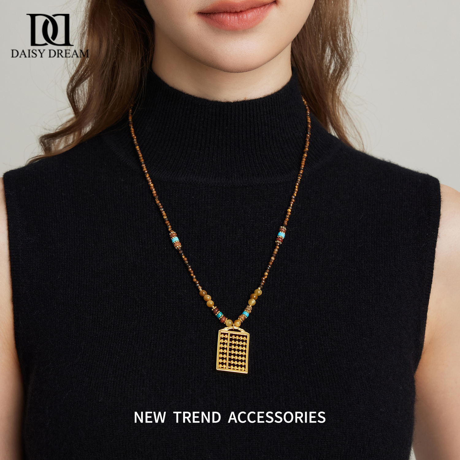 新中式如意算盘吊坠项链女