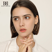 金色方形耳环2025新款 潮女气质几何大耳坠夸张欧美显脸瘦 耳饰品