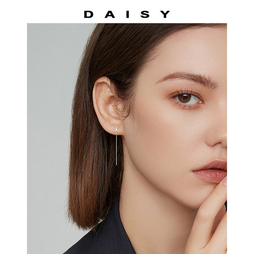 999纯银不规则字母耳线女