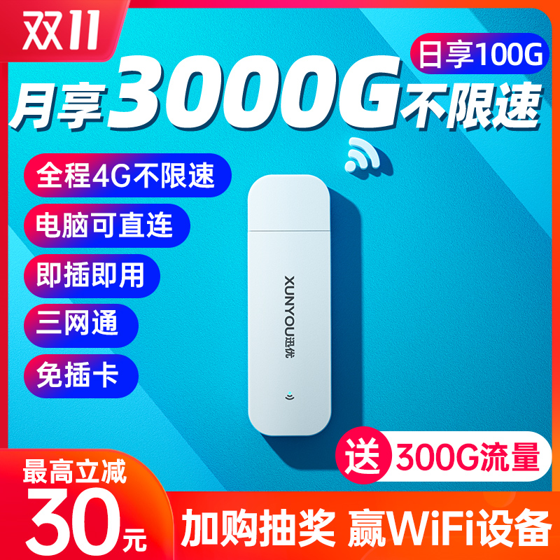 移动随身wifi无限流量网卡笔记本上网卡4g路由器迅优热点5g车载wifi上网宝智网免插卡便携式无线网卡无线流量