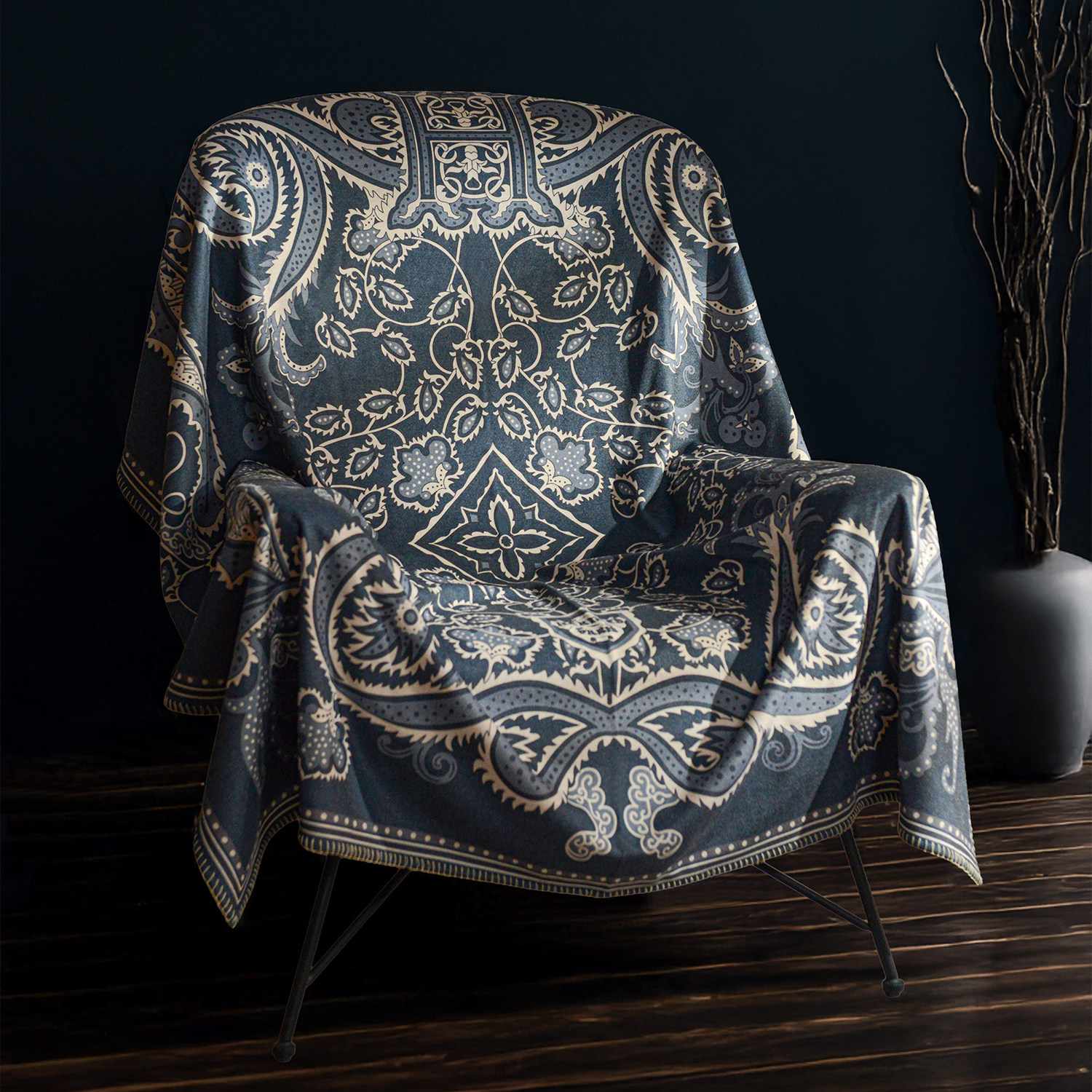 毛呢轻奢印花毛毯沙发毯秋冬午睡披肩毯盖毯抱枕靠垫套含枕芯包邮