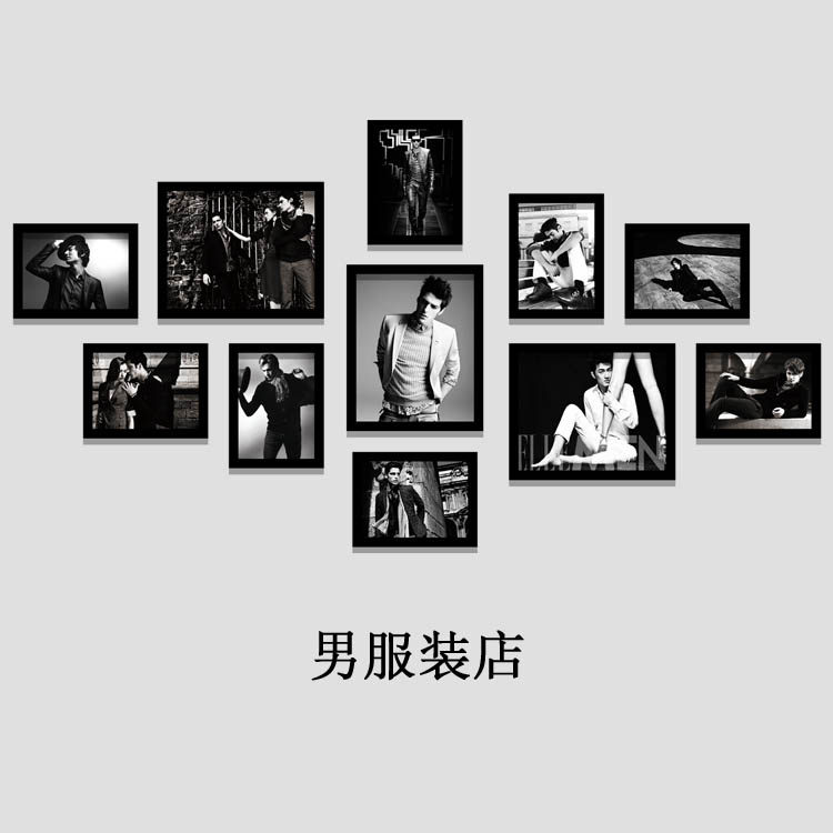 男装店服装店面装饰画时尚男包服装模特收银台背景照片墙挂画墙画