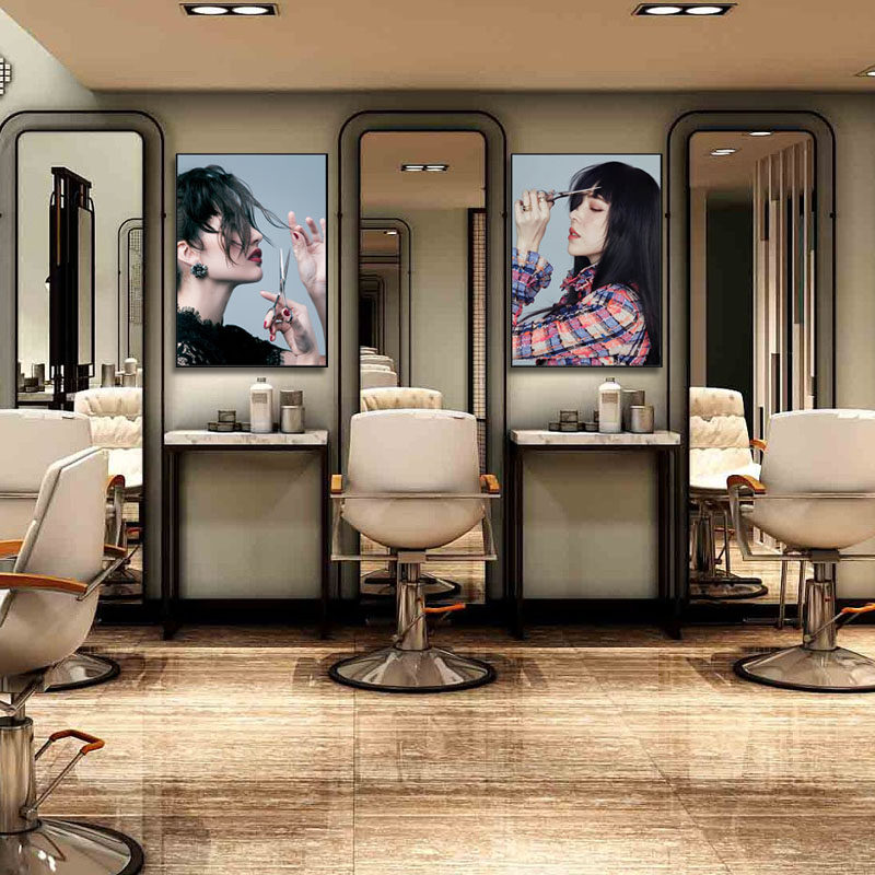 网红理发店墙面装饰画美发墙壁挂画剪发沙龙墙壁画发廊高级背景墙