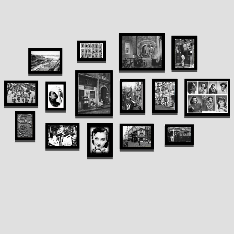 复古老上海装饰画怀旧60年代建筑民国风挂画咖啡厅酒吧组合照片墙