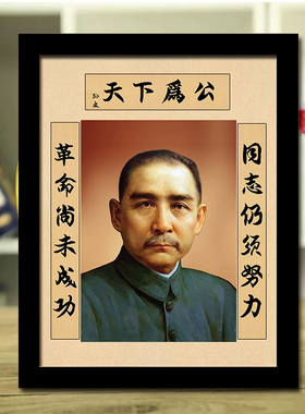 孙中山画像天下为公装饰画孙文先生民族英雄头像书房办公室挂画