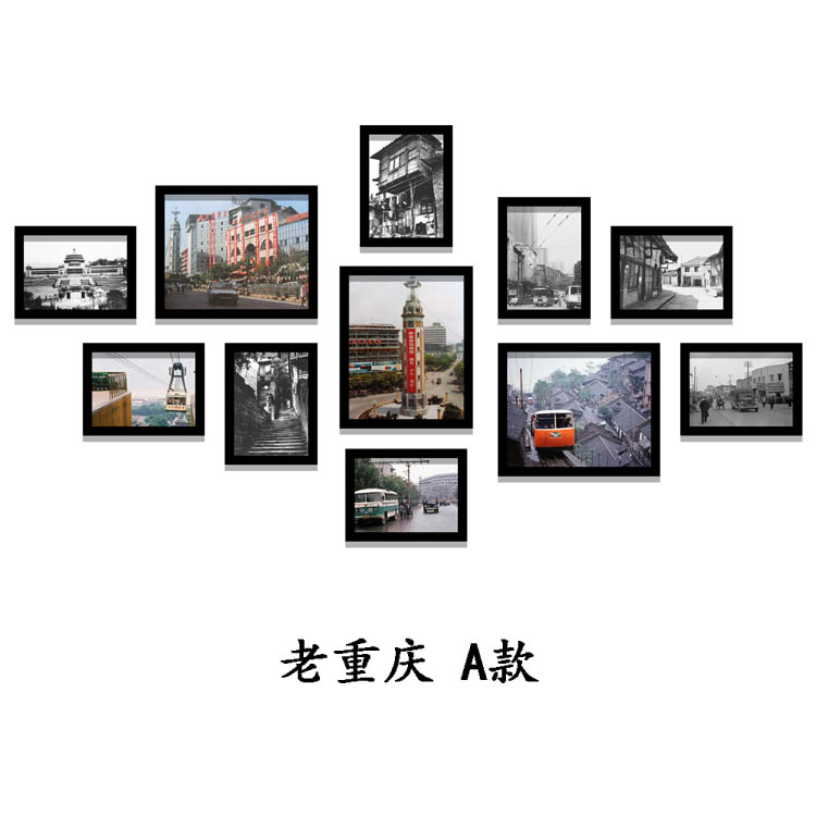 火锅店挂画老重庆川菜馆墙面装饰画复古黑白照片墙饭店包间挂画