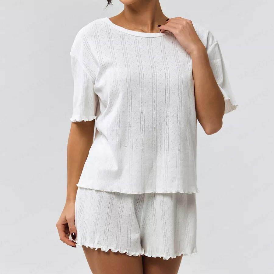 Women sleepwear, short sleeved shorts, two-piece home outfit