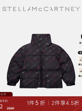 [低至5折]Stella McCartney秋冬童装黑色Logo图案立领夹棉外套