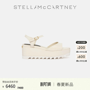 McCartney2026春夏新品 Stella 白色搭扣踝带漆面厚底凉鞋 Elyse