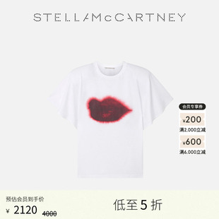McCartney秋季 低至5折 Stella 短袖 秀场圆领红色嘴唇印花蝙蝠袖