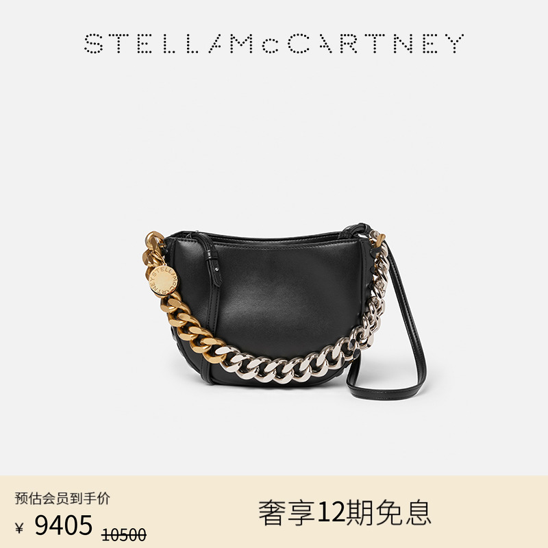 frayme系列黑色单肩包链条装饰