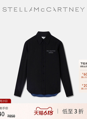 [低至3折]Stella McCartney + 空山基春季黑色双绉真丝衬衫上衣