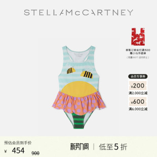 童装 McCartney春季 儿童Stella 蜜蜂印花条纹连身泳衣 低至5折