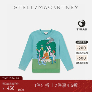 Stella 儿童 McCartney2025蓝色兔子图案圆领卫衣童装 低至5折