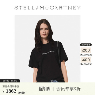 Stella 落肩设计印花徽标黑色T恤 McCartney春季