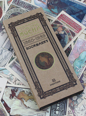 Mucha慕夏穆夏书签礼盒套装50张经典绘画作品集书签礼物文艺礼盒套装 大师绘画作品创意书签礼品套装 穆夏画集书签 个性精美文创