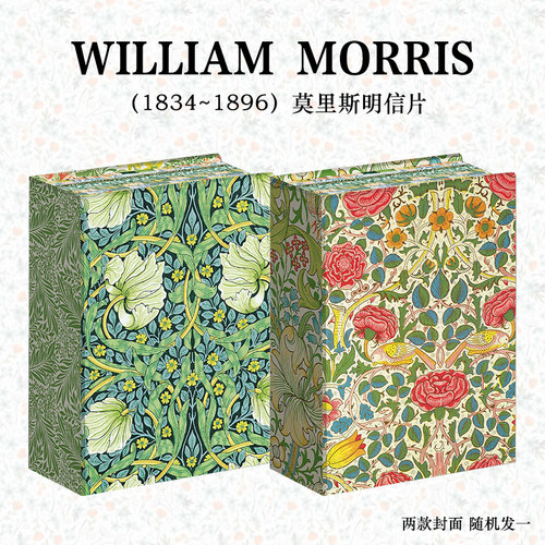 William Morris 100 postcards威廉莫里斯明信片 布料图案植物花纹设计图案 礼品书明信片 两款封面随机发一