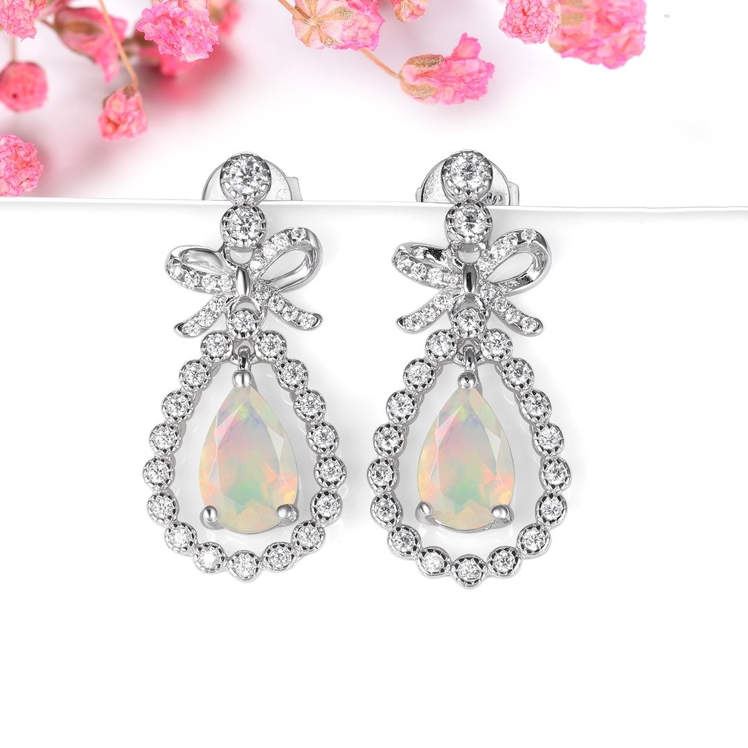 星赞轻奢珠宝S925银镶嵌1.45克拉天然澳宝欧泊水滴蝴蝶结造型耳钉,珠宝/钻石/翡翠,耳饰,淘宝优惠券,粉丝福利购,淘宝优惠卷