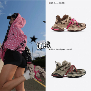 GGCC四季加绒款潮流捆绑脏脏增高老爹鞋女2025秋季设计感运动+