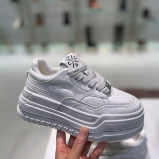 GGCC欧洲站真皮小白鞋女2025年新款休闲百搭欧货厚底松糕做旧脏脏