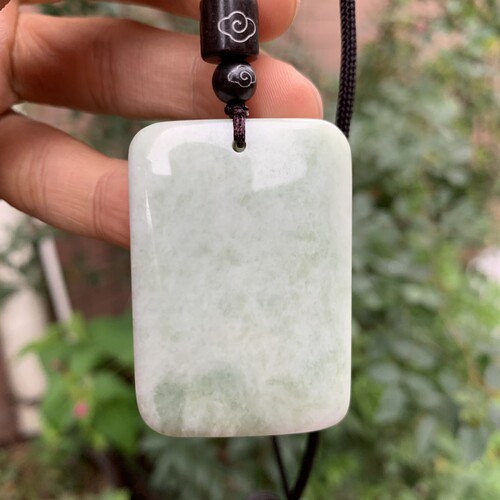 天然蓝田玉平安无事牌吊坠尺寸47/32/10mm白润细腻玉质温润