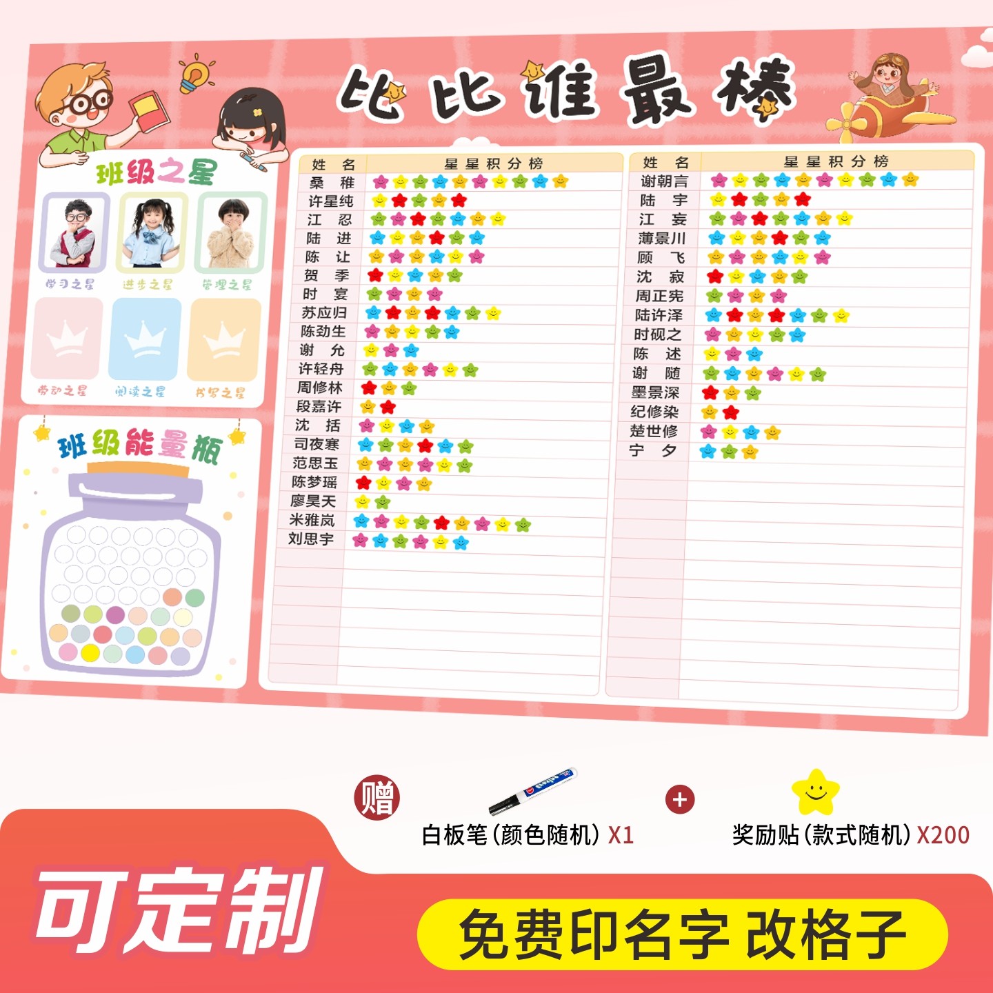 班级评比栏墙贴可免费定制