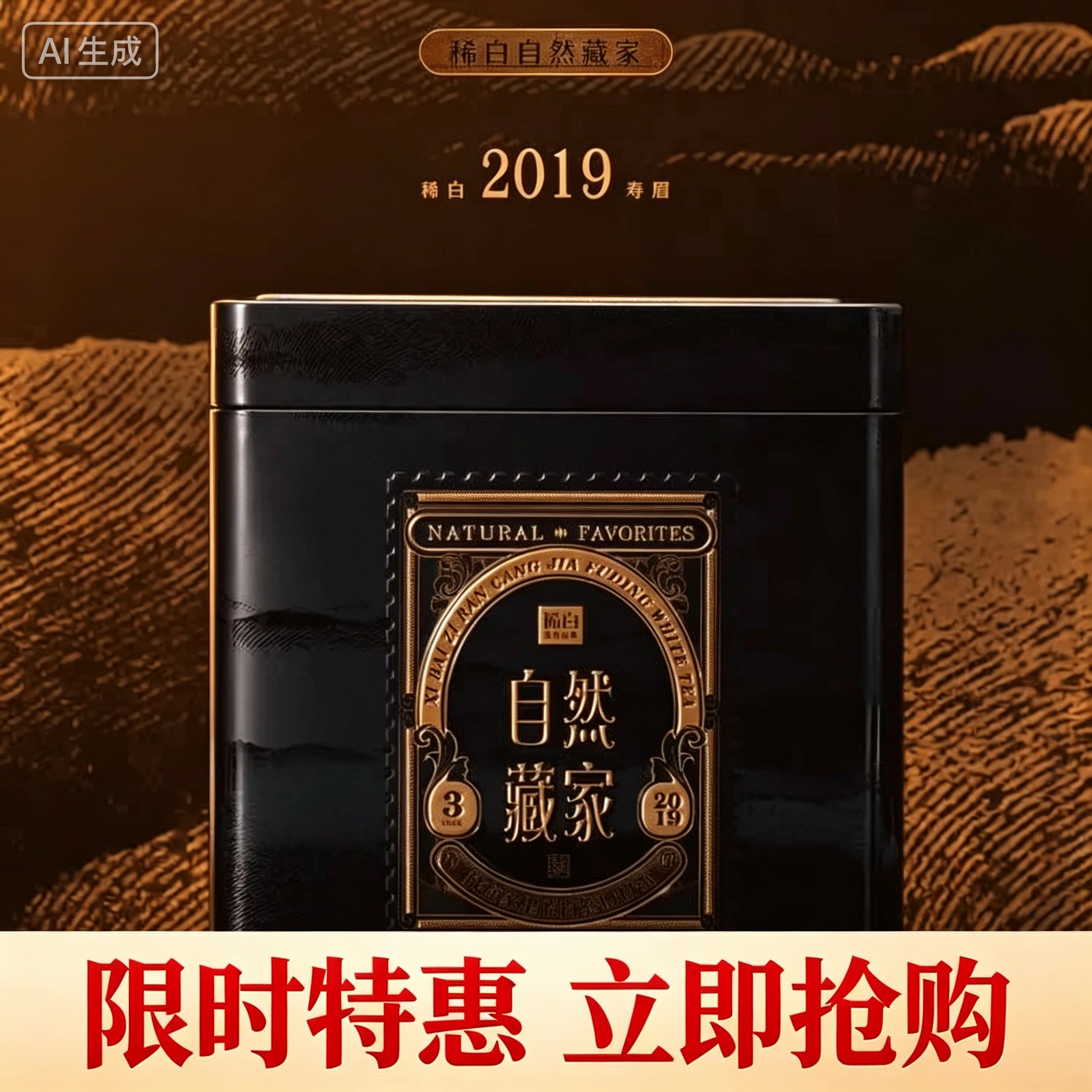 稀白茶业福鼎白茶 自然藏家 2019年一级寿眉500g正品铁盒散装