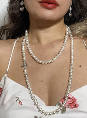 重工定制贝珠超长珍珠毛衣链