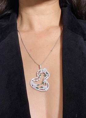 重工珠宝级纯银大葫芦毛衣链