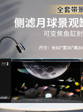 60侧滤星球鱼缸全套】造景溪流雷龙缸中小型桌面超白玻璃客厅家用