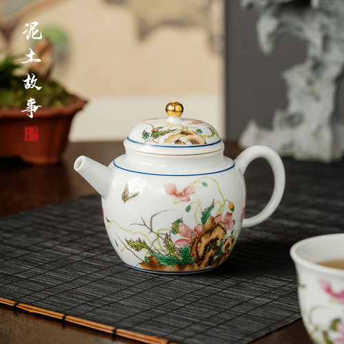 仿古釉陶瓷茶壶带过滤