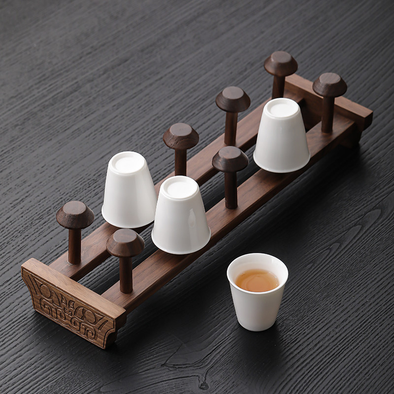 胡桃木杯架倒挂茶杯架功夫茶杯茶具收纳架中式沥水置物架茶道配件