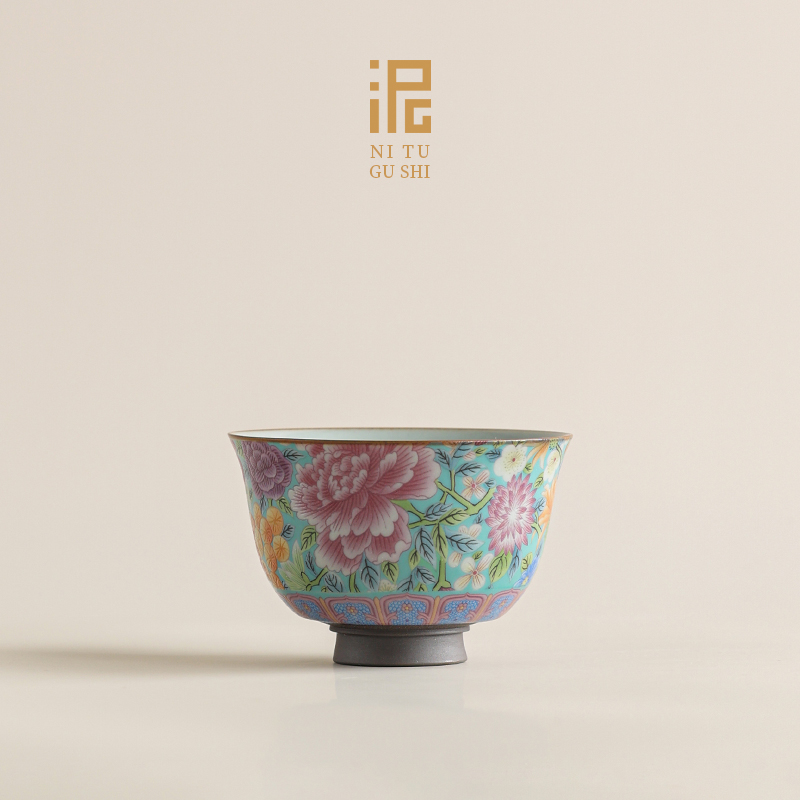 汝窑繁花似锦茶杯主人杯单杯