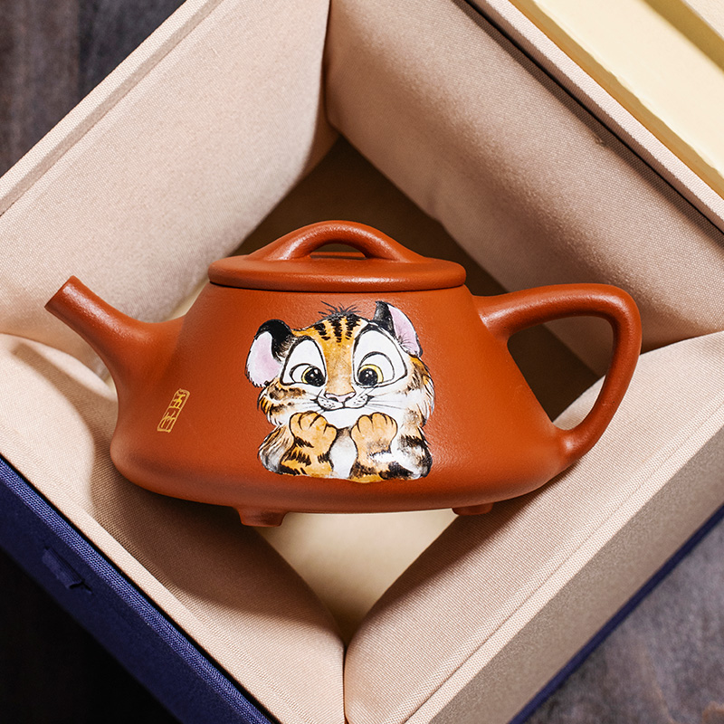 纯手绘朱泥紫砂茶壶宜兴泡茶壶