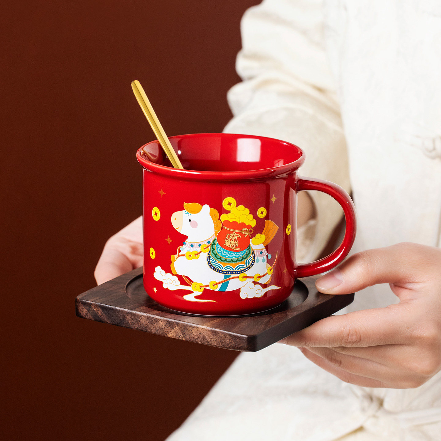 故宫红马上有钱陶瓷咖啡杯子杯碟套装高档精致定制女士个人专用,餐饮具,咖啡杯,淘宝优惠券,粉丝福利购,淘宝优惠卷